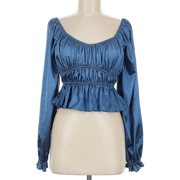 Altar'd State Tops - Altar'd State Gathered Sapphire Top